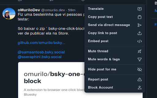 1-click block bluesky user screenshot 1