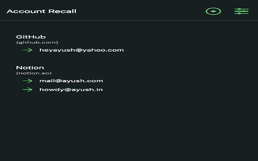 Account Recall screenshot 1