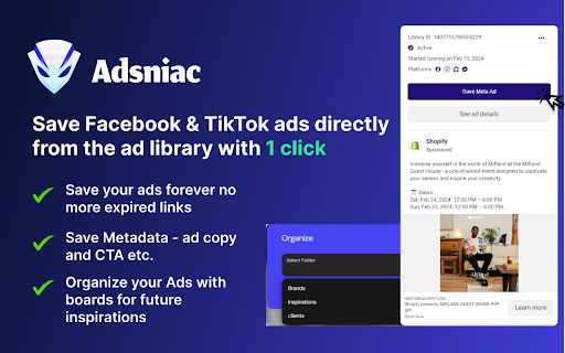 Ad library - Save Facebook & Tiktok ads screenshot 1