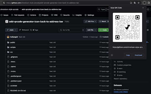 Add QR Code Generator Icon Back To Address Bar screenshot 1
