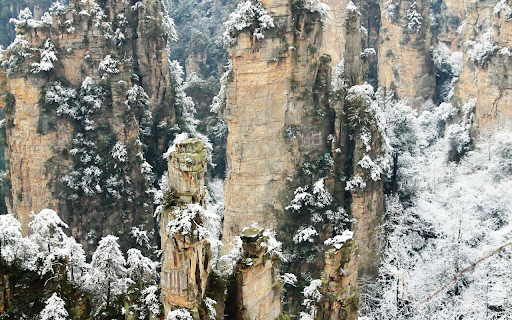 Aerial View of Wulingyuan in the Winter Season screenshot 1