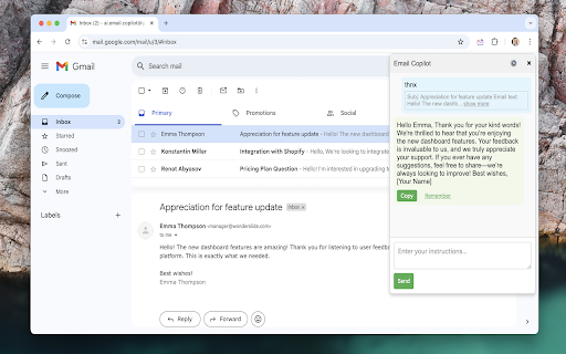 AI Email & Support Copilot for Gmail, Outlook, Zoho screenshot 1