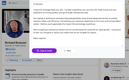 AI LinkedIn Message Generator screenshot 1