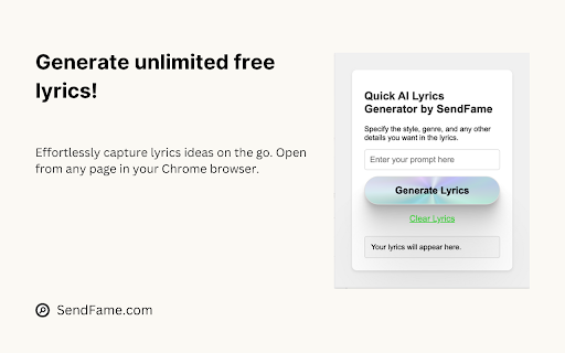 AI Lyrics Generator by SendFame screenshot 1