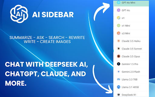AI Sidebar with Deepseek, ChatGPT, Claude and more. screenshot 1