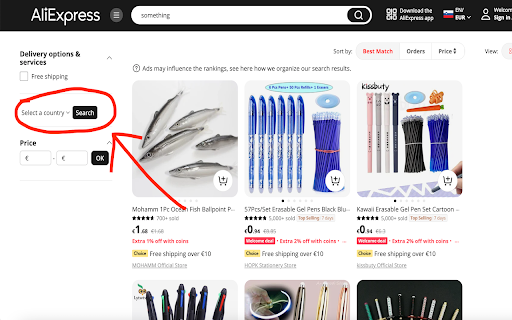 Aliexpress select warehouse screenshot 1