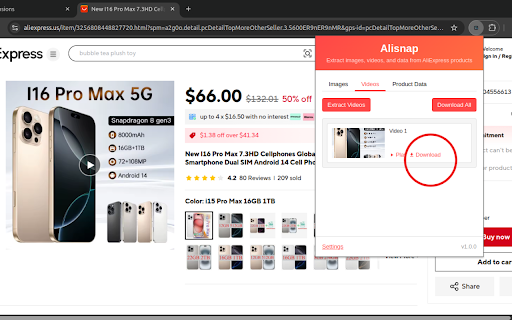 Alisnap: AliExpress Image & Video Downloader screenshot 1