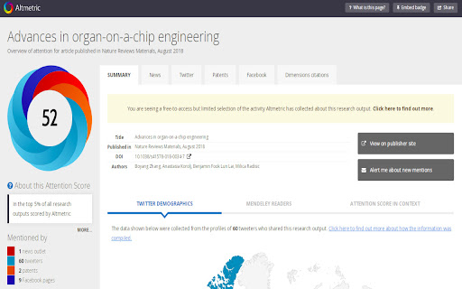 Altmetric for Pubmed and Google Scholar screenshot 1