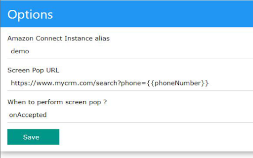 Amazon Connect Screen Pop screenshot 1