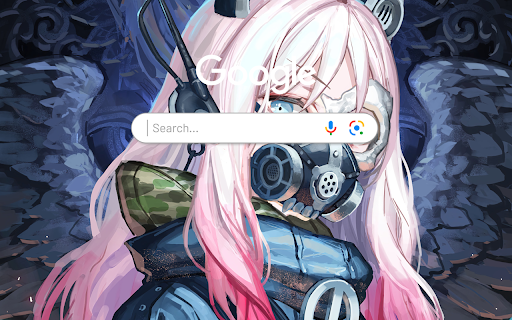 Anime Girl Gas Mask SciFi Digital Art - Anime Theme screenshot 1