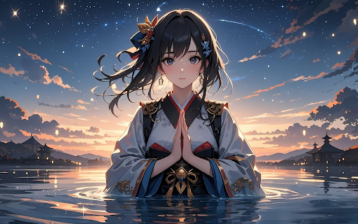 Anime Girl in Traditional Dress screenshot 1