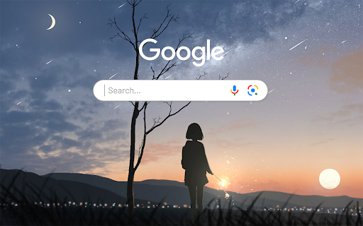 Anime Girl Silhouette Sunset - Anime Theme screenshot 1