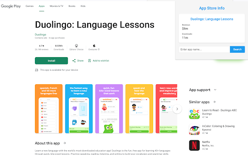 App download and revenue info - auto display on App Store and Google Play screenshot 1