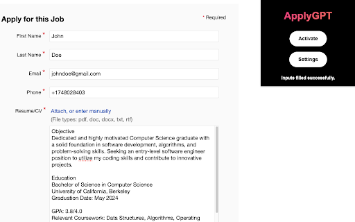 ApplyGPT (Beta) screenshot 1