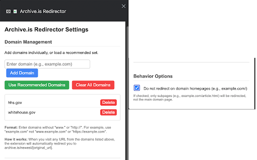 Archive.is Redirector screenshot 1