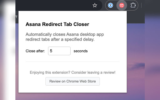 Asana Redirect Tab Closer screenshot 1