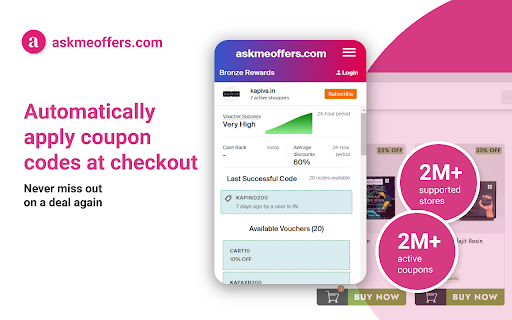 AskmeOffers AI: Automatically Applies Coupons, Promo Codes & Offers screenshot 1