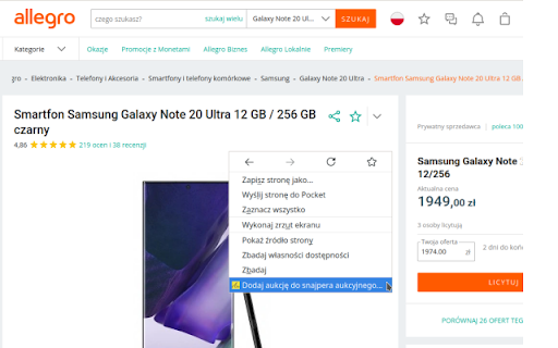 Aukcjoner.pl - snajper aukcyjny screenshot 1