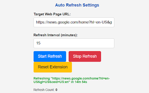Auto Refresh Extension screenshot 1