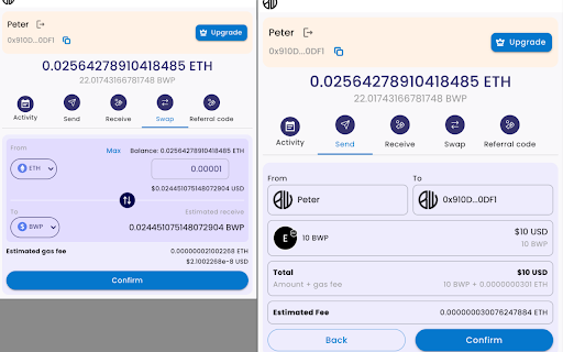 BackWallet Extension screenshot 1
