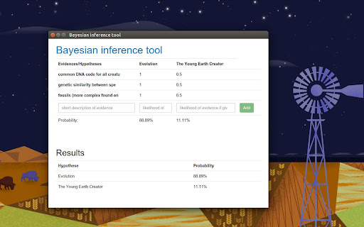 Bayesian inference tool screenshot 1