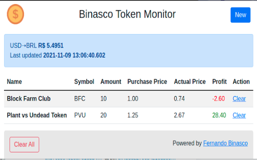 Binasco Token Monitor screenshot 1