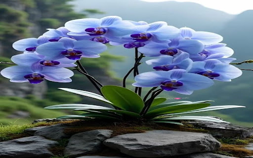 blue purple orchid pot wallpaper screenshot 1