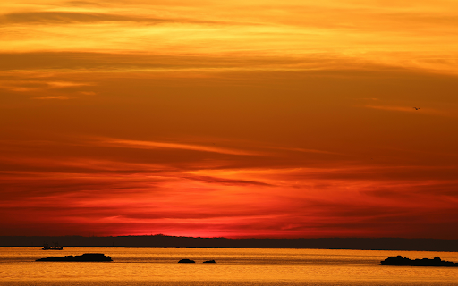 Body of Water Under Beautiful Yellow and Red Sky screenshot 1