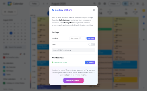 BoldCal: Weather in Google Calendar screenshot 1