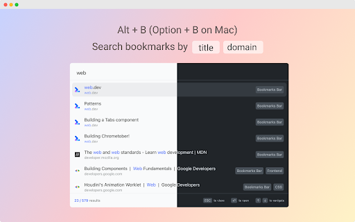 Bookmarks palette screenshot 1