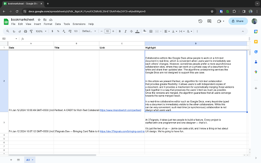 bookmarksheet screenshot 1