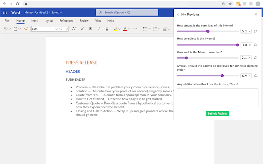 Brightidea Memo Review screenshot 1