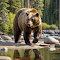 Brown bear by the stream logo