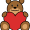 Brown bear holding a heart logo