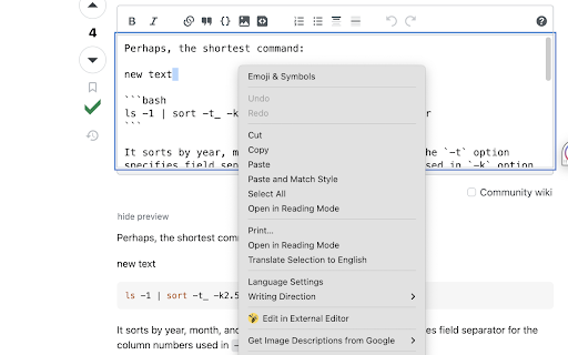 Browser's external editor screenshot 1