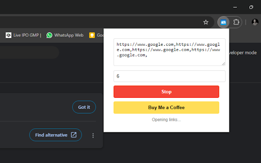 Bulk Link Opener screenshot 1