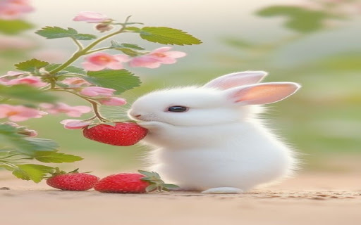 bunny and strawberry tree wallpaper with fruit screenshot 1