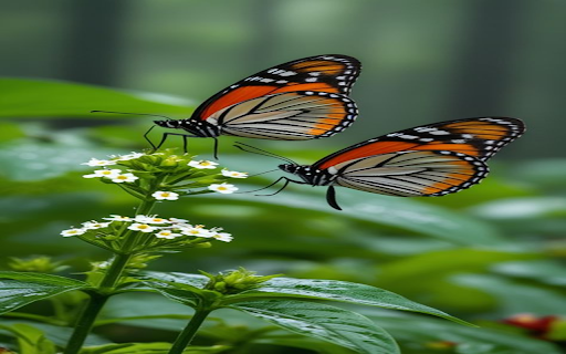 Butterflies perching on small flowers Wallpaper screenshot 1
