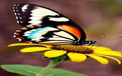 butterfly landing on sunflowers wallpaper screenshot 1