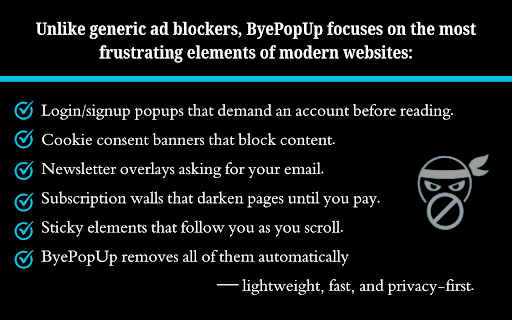 ByePopUp screenshot 1