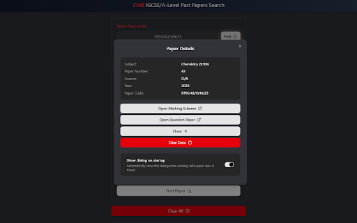 CAIE Paper Navigator screenshot 1
