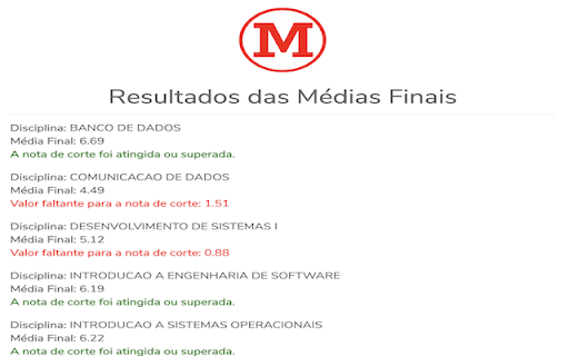 Calculadora de Notas - EAD Mackenzie screenshot 1