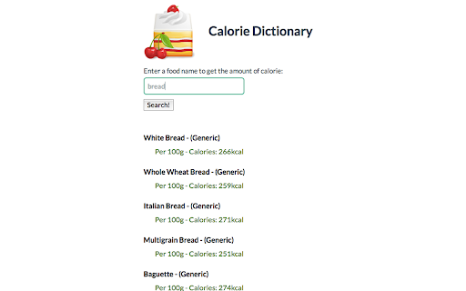 Calorie Dictionary screenshot 1
