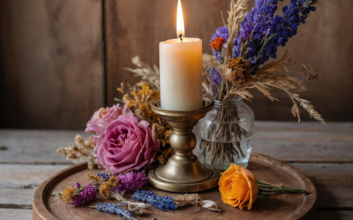Candles and dried flowers screenshot 1