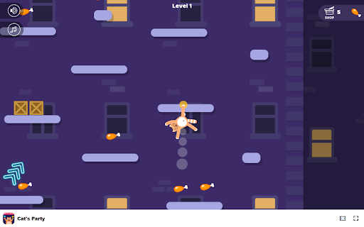 Cat's Party Game - Help the cat reach the rooftop party! screenshot 1