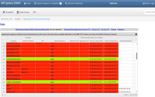CDC (CV) Deadline Status - IIT KGP screenshot 1