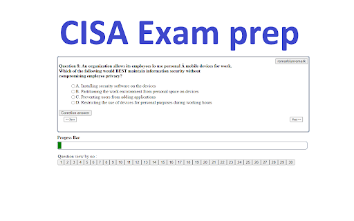Certified Information Systems Auditor (CISA) Exam prep plugin screenshot 1