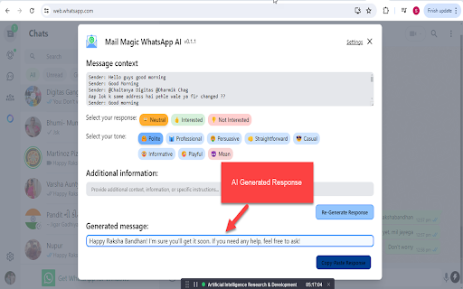 ChatGPT AI for WhatsApp messages by MailMagic screenshot 1