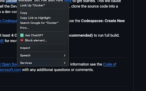 ChatGPT context menu screenshot 1