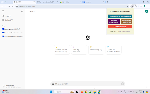 ChatGPT Delete Chat Assistant screenshot 1